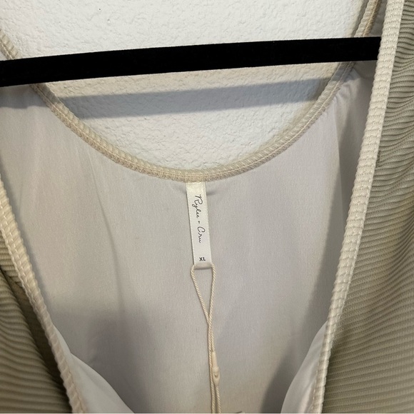 Rylee + Cru Lace Up Front One Piece Swimsuit Ribbed Sage Green Size XL Women’s - Picture 8 of 12